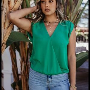 Kelly Green Wrap Front Tank Top